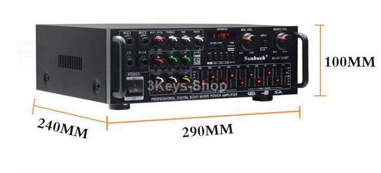 Sunbuck 220V/12V Bluetooth Stereo Amplifier supports USB disk / SD card, car home amplifier