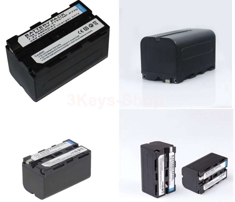 4800mAh P-F750/F770 Li-ion Replacement Battery(2 Pack) with Recharge Charger for Sony NP-F550/570