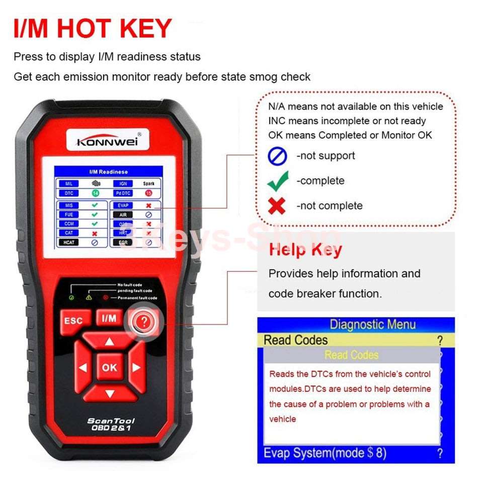 KONNWEI KW850 Professional OBD2 Scanner Auto Code Reader Diagnostic Check Engine Light Scan Tool for