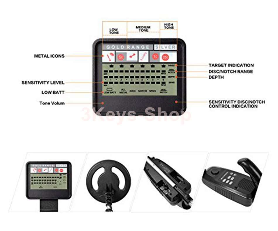 Metal Detector MD-3500 Gold Finders Treasure Hunter LCD Display Waterproof Search Coil