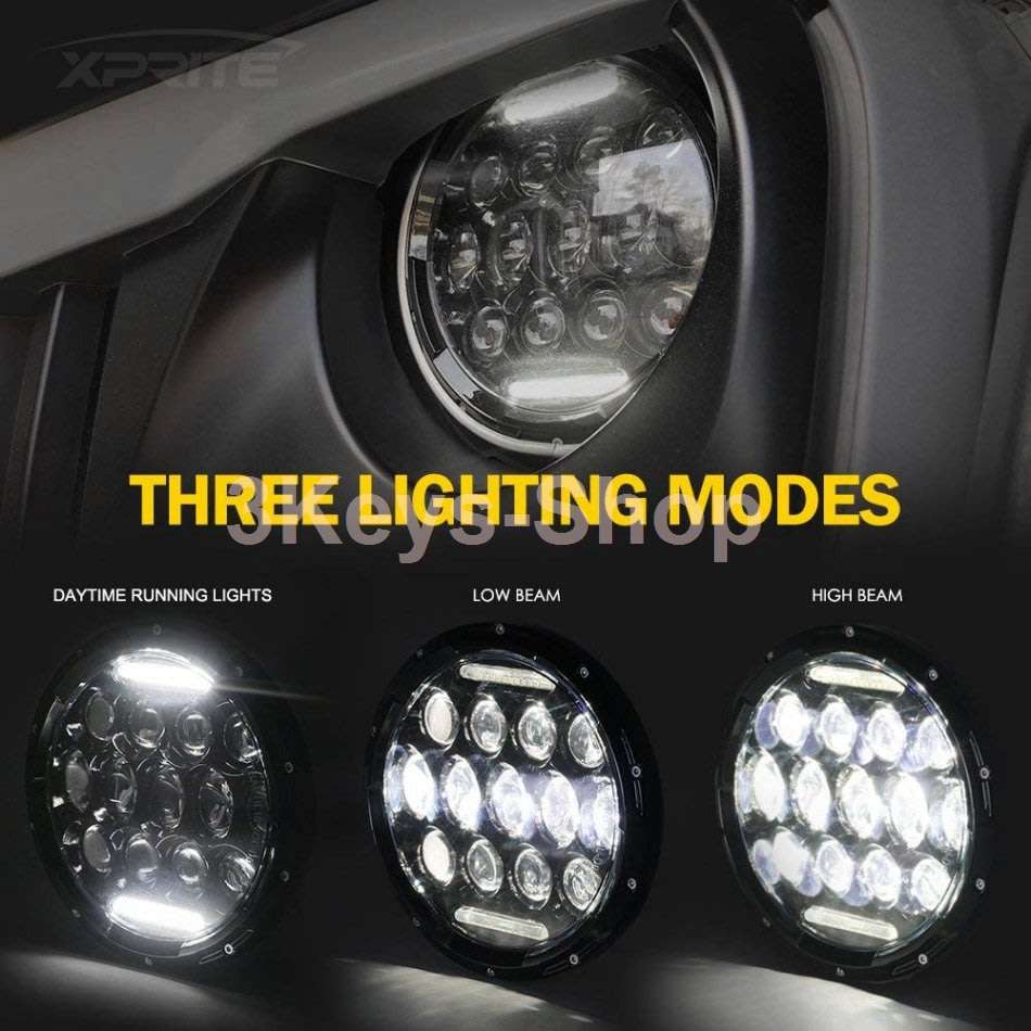 2PCS 75W Headlamp 7 Inch Jeep Wrangler Led Headlight with DRL for Wrangler JK TJ Cruiser Hummer H1