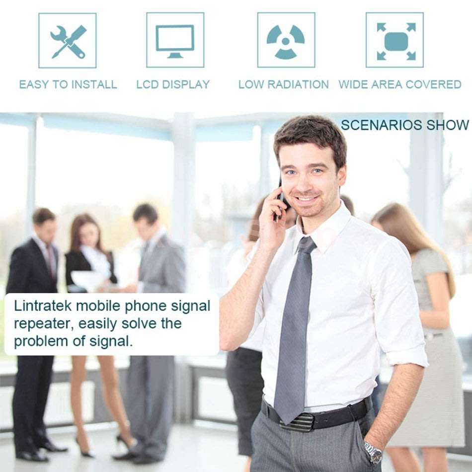 Lintratek 2G 3G 4G LTE Cell Phone Signal Booster Amplifier Repeater 850MHz 1900MHz Antenna Set