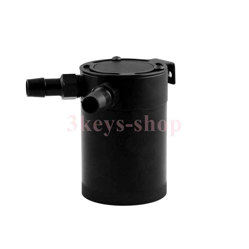 Cylinder Aluminum Engine Oil Catch Reservoir Breather Tank Can W/Filter 300ML+Drain valve,Black