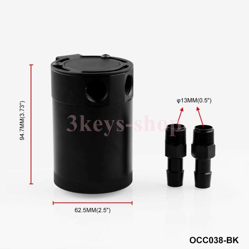 Cylinder Aluminum Engine Oil Catch Reservoir Breather Tank Can W/Filter 300ML+Drain valve,Black