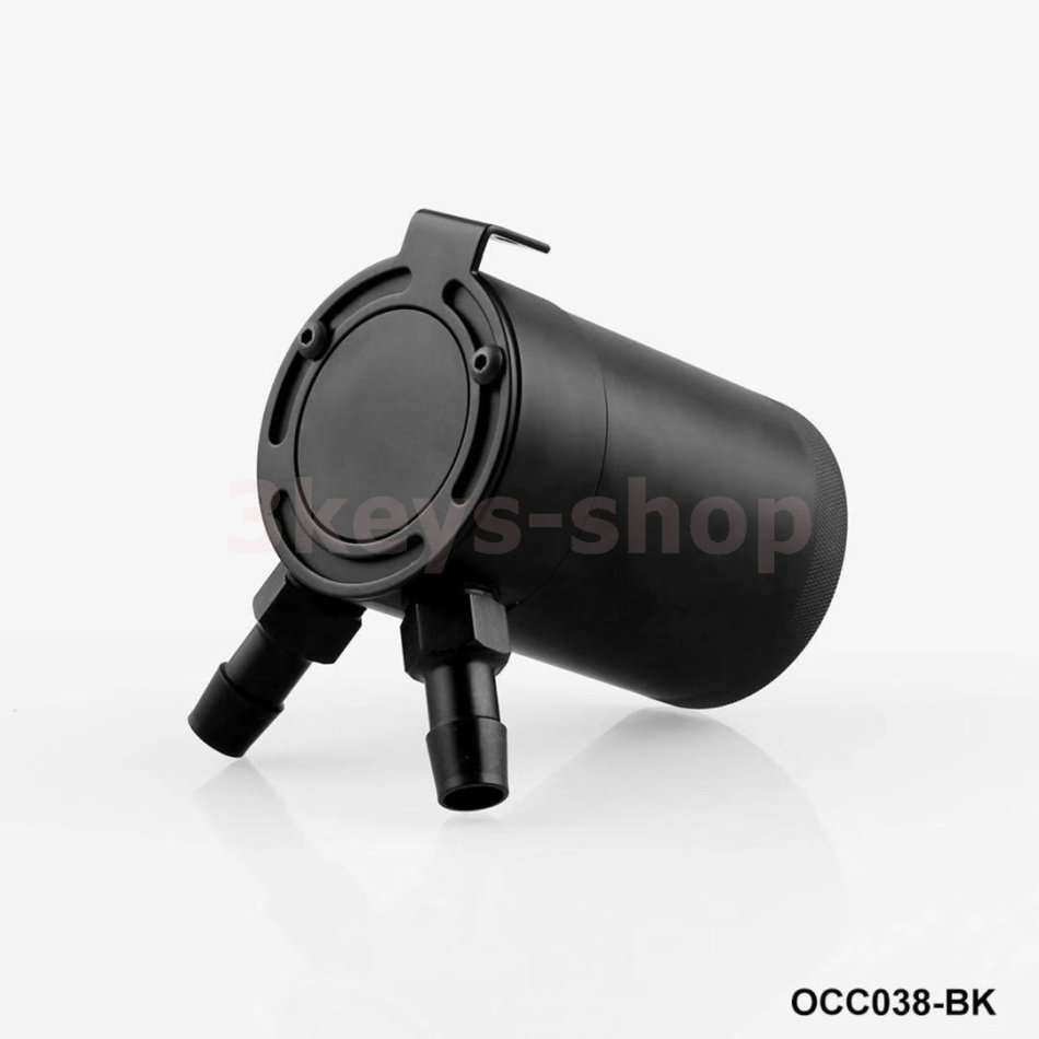 Cylinder Aluminum Engine Oil Catch Reservoir Breather Tank Can W/Filter 300ML+Drain valve,Black
