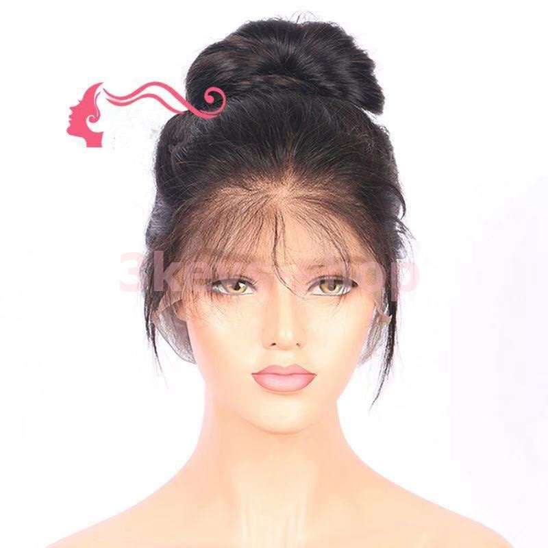 2019 new front lace wig straight hair long hair wig natural black