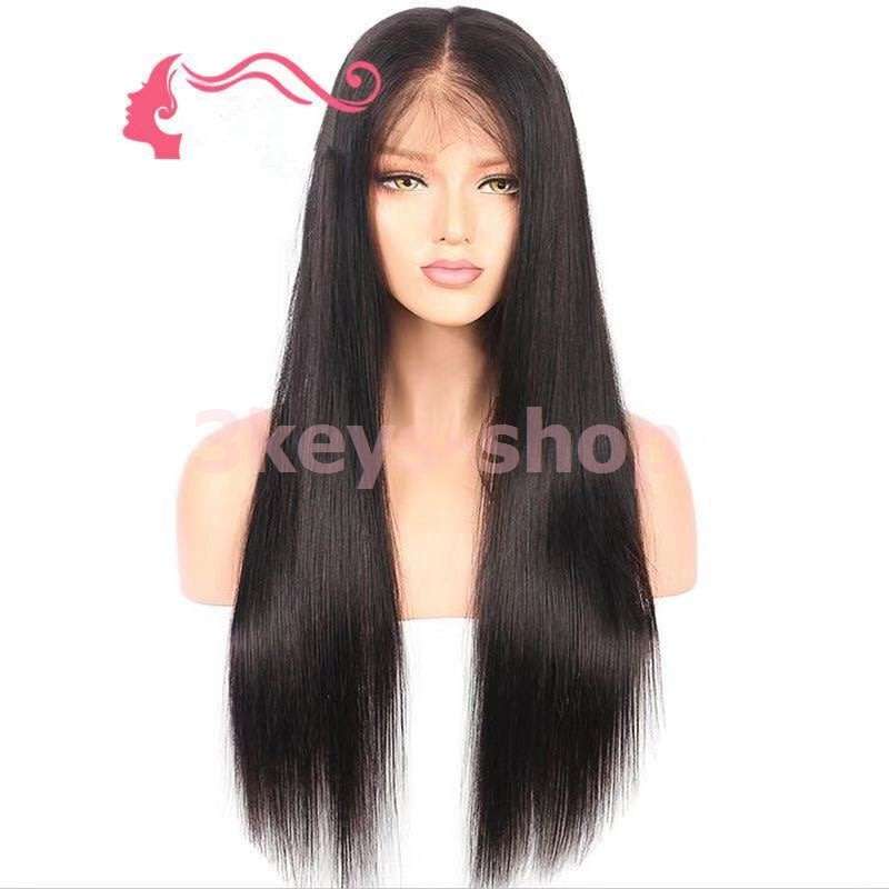 2019 new front lace wig straight hair long hair wig natural black