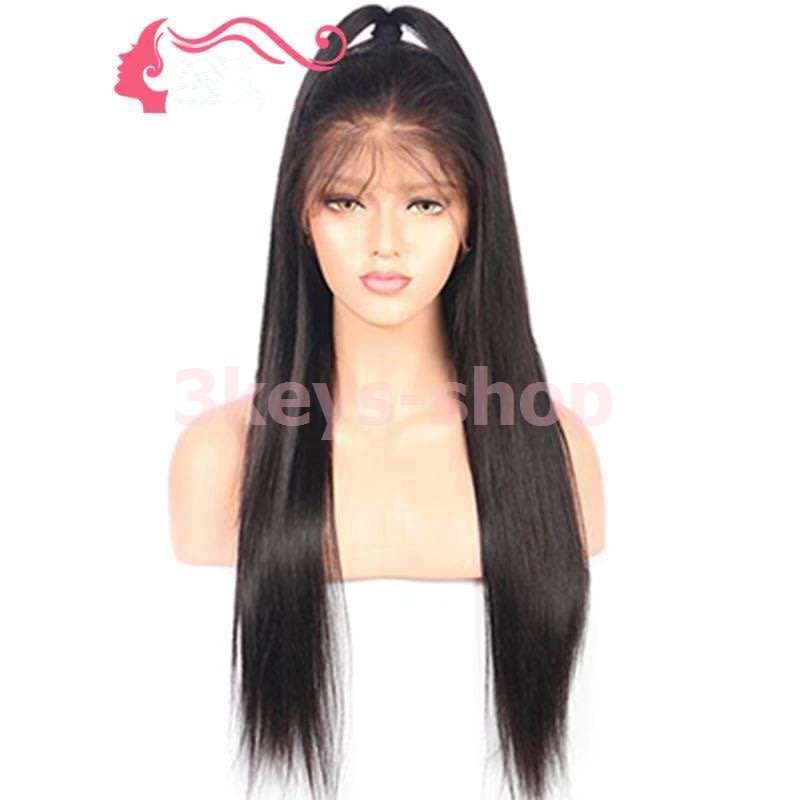 2019 new front lace wig straight hair long hair wig natural black