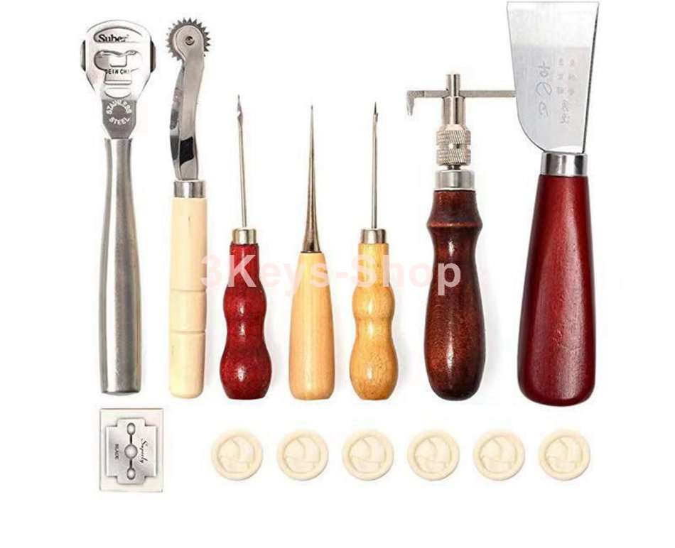 92 PCs Leathercraft Tools Kit Leather Punch Hand Sewing Tool Set Groover Stitching Kits