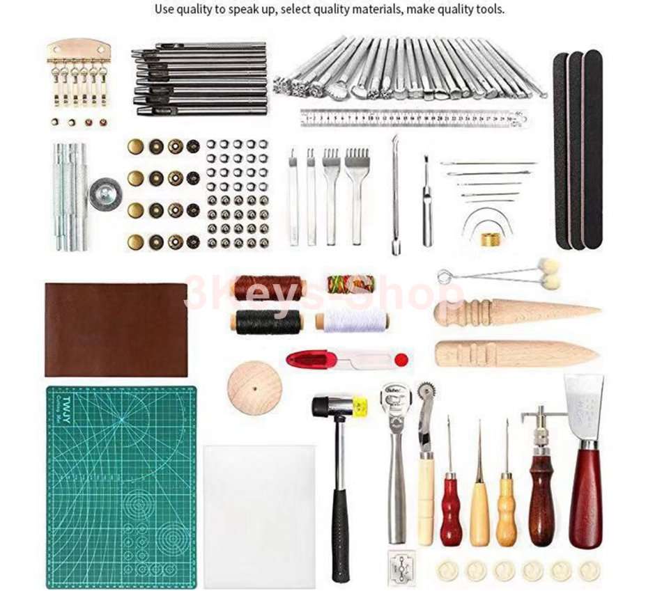 92 PCs Leathercraft Tools Kit Leather Punch Hand Sewing Tool Set Groover Stitching Kits