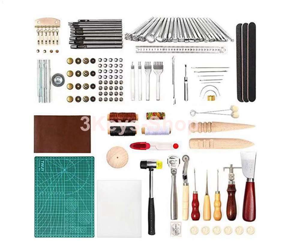 92 PCs Leathercraft Tools Kit Leather Punch Hand Sewing Tool Set Groover Stitching Kits