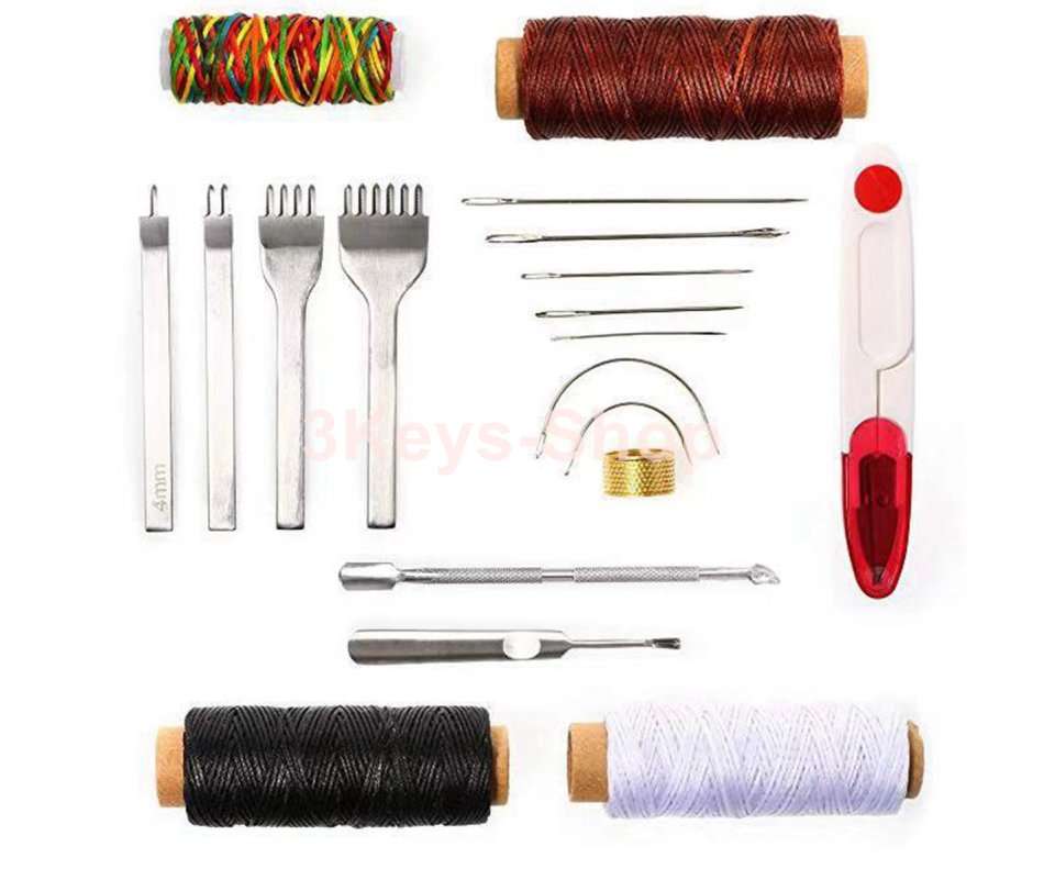 92 PCs Leathercraft Tools Kit Leather Punch Hand Sewing Tool Set Groover Stitching Kits