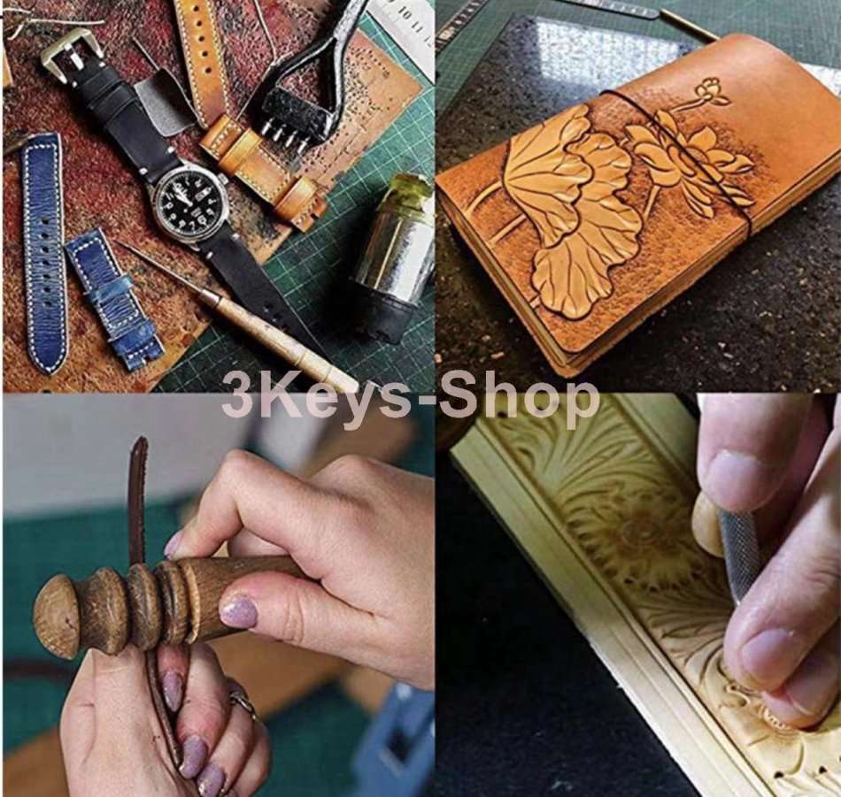 92 PCs Leathercraft Tools Kit Leather Punch Hand Sewing Tool Set Groover Stitching Kits