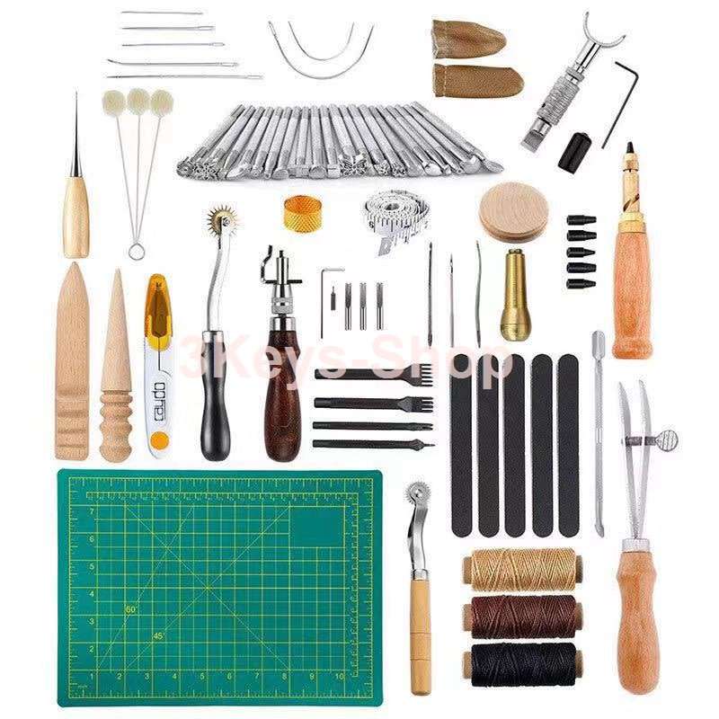50 Pieces Leather Working Tools  Leathercraft Tools Kit Leather Punch Hand Sewing Tool Set Groover S