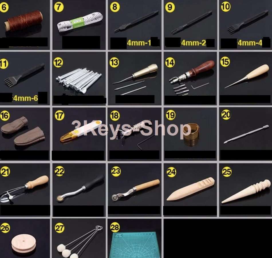 50 Pieces Leather Working Tools  Leathercraft Tools Kit Leather Punch Hand Sewing Tool Set Groover S