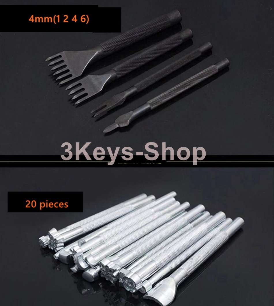 50 Pieces Leather Working Tools  Leathercraft Tools Kit Leather Punch Hand Sewing Tool Set Groover S