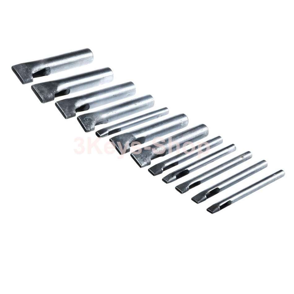 12Pcs Oval Shape Leather Craft Hole Punch Set Punch Belt Watch Band for Leather Working Oblong Shape