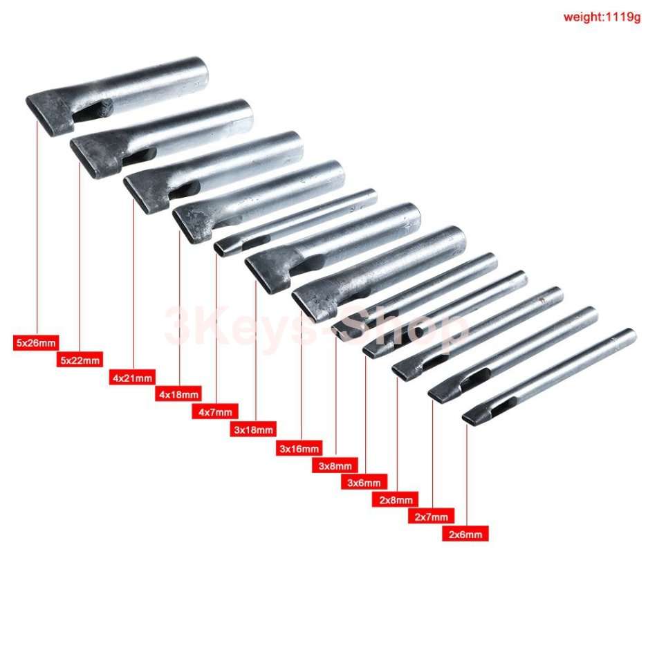 12Pcs Oval Shape Leather Craft Hole Punch Set Punch Belt Watch Band for Leather Working Oblong Shape