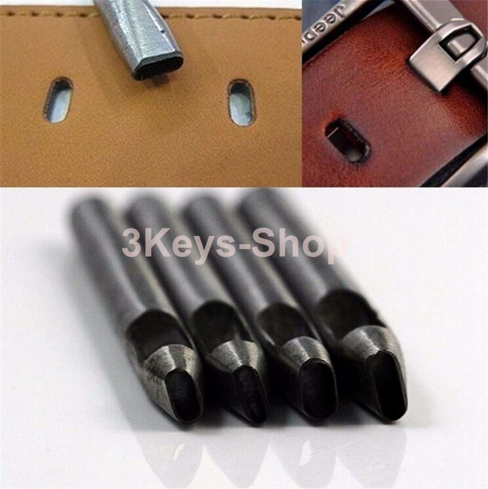12Pcs Oval Shape Leather Craft Hole Punch Set Punch Belt Watch Band for Leather Working Oblong Shape