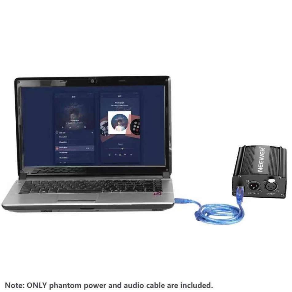 Neewer 1-Channel 48V Phantom Power Supply with 5 feet USB Cable icrophone Music Recording Equipment