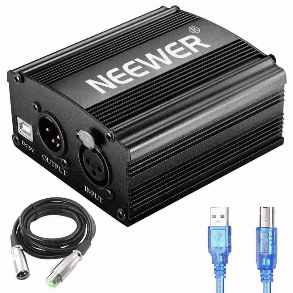 Neewer 1-Channel 48V Phantom Power Supply with 5 feet USB Cable icrophone Music Recording Equipment