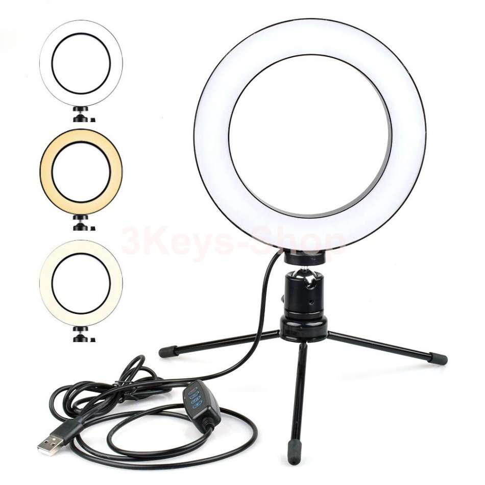 16CM LED Ring Light with Mini Tripod Stand with 3 Light Modes & 10 Brightness Leve