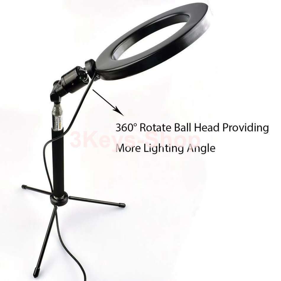16CM LED Ring Light with Mini Tripod Stand with 3 Light Modes & 10 Brightness Leve