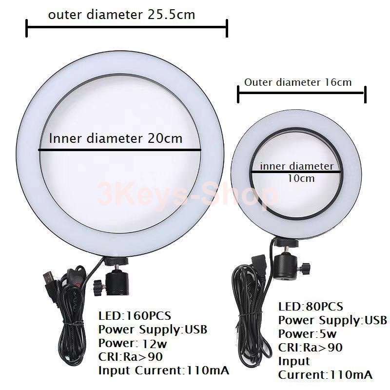 16CM LED Ring Light with Mini Tripod Stand with 3 Light Modes & 10 Brightness Leve