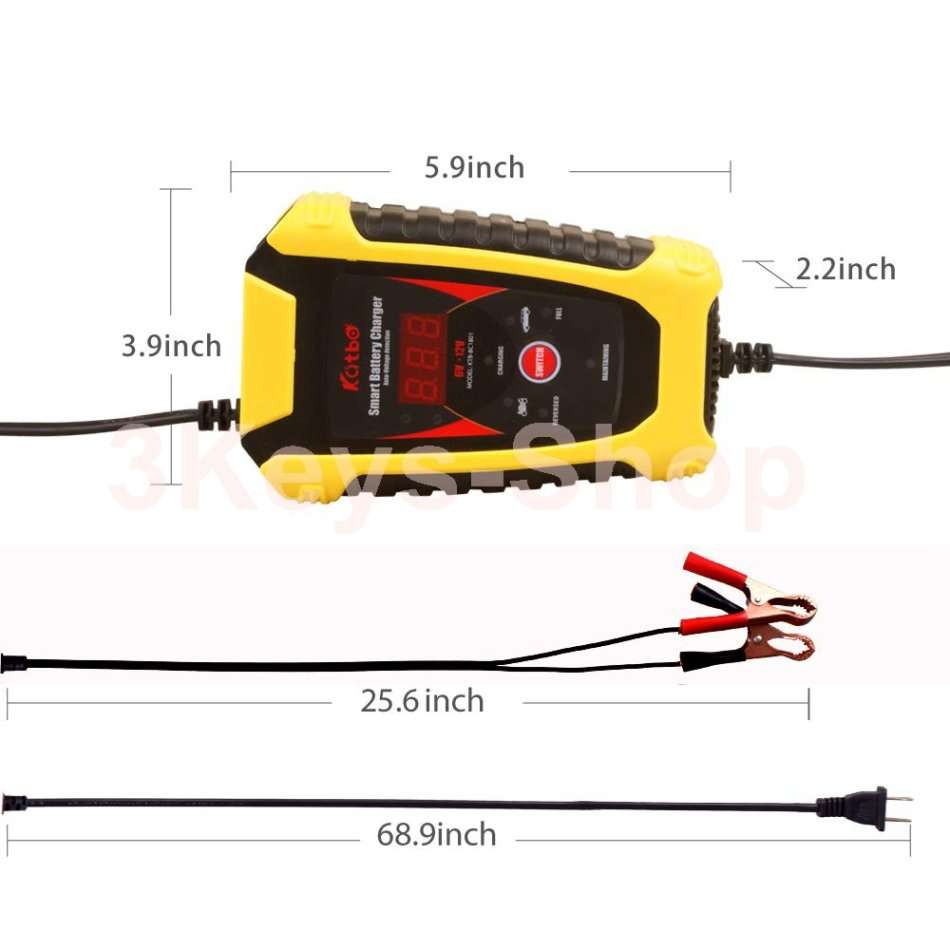 KATBO 6 Amp Battery Charger 6V 12V Lead Acid Battery Float Charger Maintainer With LCD Display For M