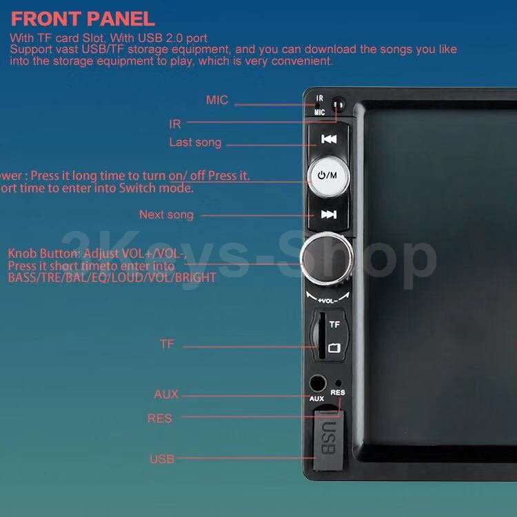 General Car Models 7'' inch LCD Touch Screen Car Radio Player Bluetooth Car Audio+ Rear