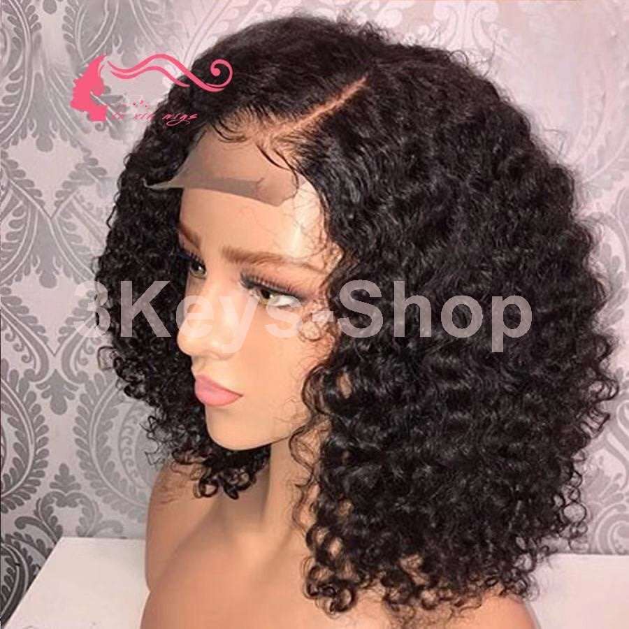 Lace Front Wigs Short Bob Wigs Pre Plucked With Baby Hair Curly Brazilian Remy Hair Wigs For Women (