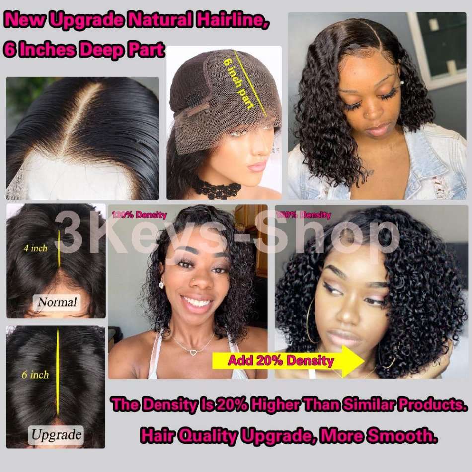 Lace Front Wigs Short Bob Wigs Pre Plucked With Baby Hair Curly Brazilian Remy Hair Wigs For Women (