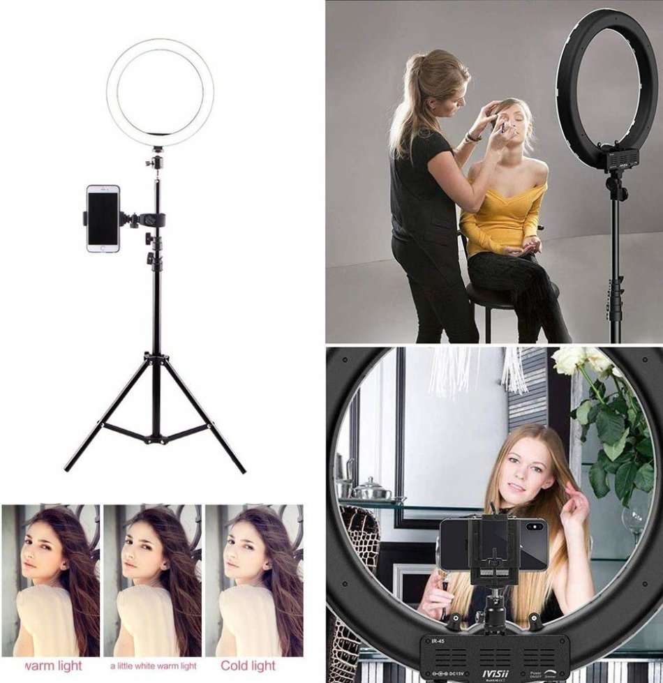 Selfie Ring Light with Tripod Stand & Cell Phone Holder for Live Stream/Makeup , Mini Led Camera Rin
