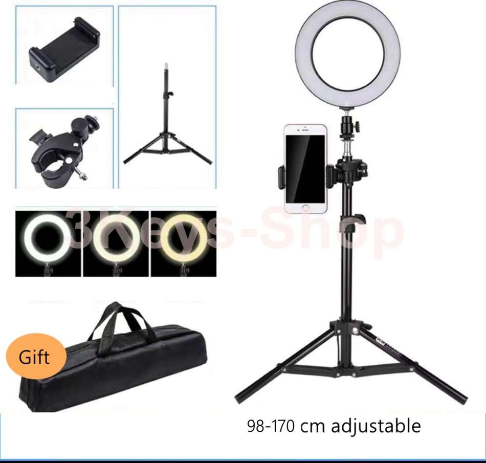 Selfie Ring Light with Tripod Stand & Cell Phone Holder for Live Stream/Makeup , Mini Led Camera Rin