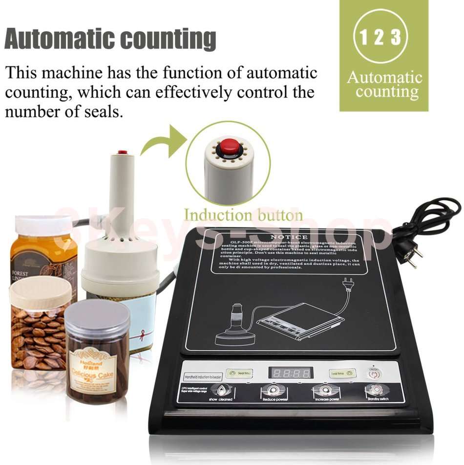 Manual Induction Bottle Cap Sealer 15-100mm Handheld Jar Heat Sealing Machine for Plastic Glass Bot