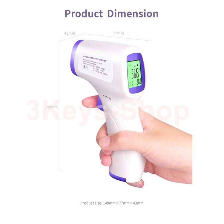 Multi Purpose Digital Infrared Thermometer, with 3 Colors Backlight LCD Display, Non-Contact Forehe