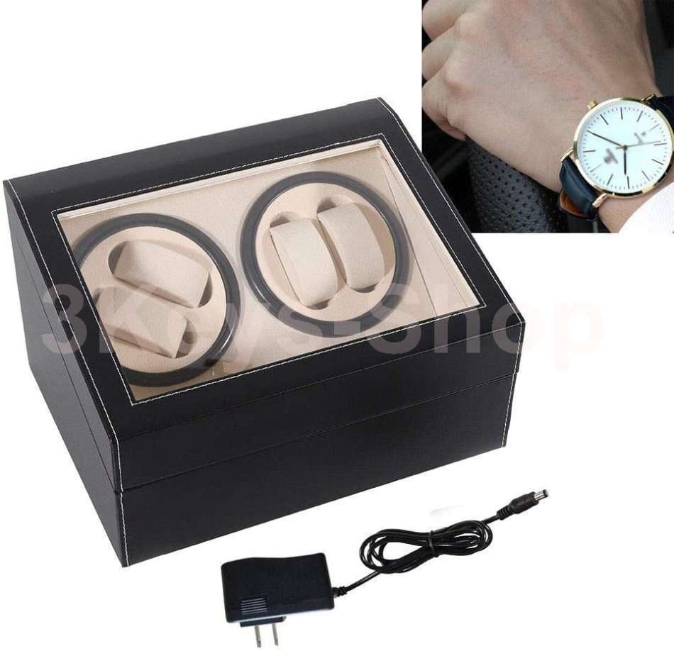 Automatic Watch Winder Display Box, 4+6 Automatic Rotation Leather Wood Watch Winder Storage Display