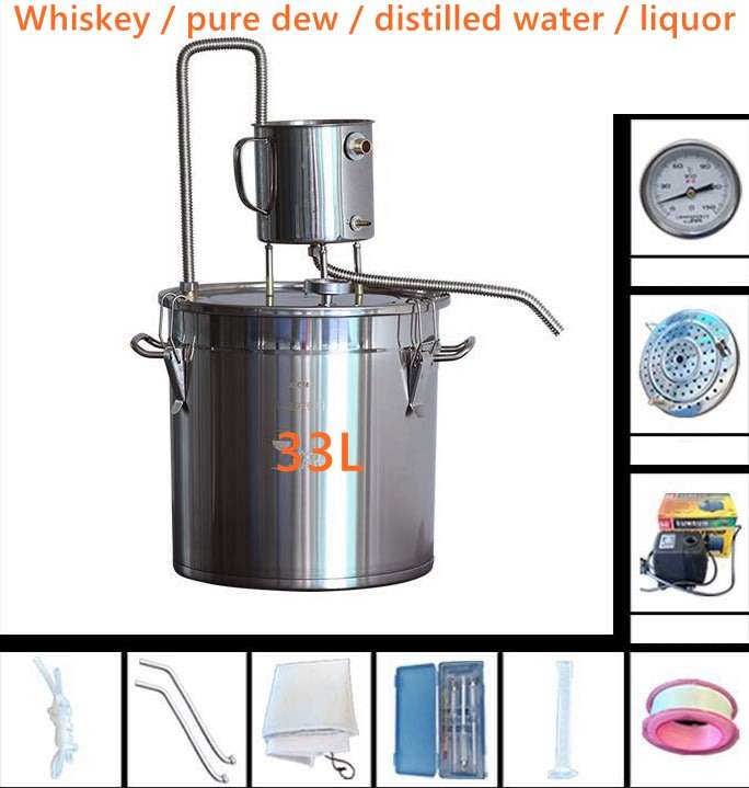 33 Litres Alcohol  Ethanol Still Spirits Stainless Steel Boiler Water Home Distiller Wine Making Ki