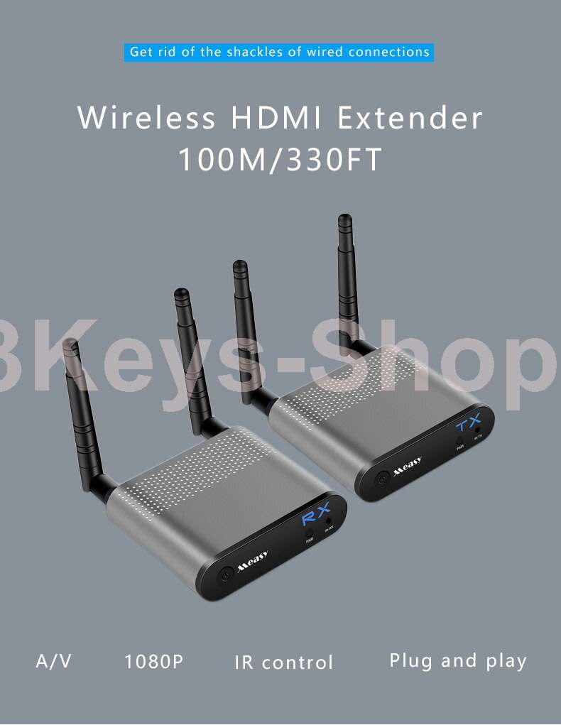 measy 5.8GHz Wireless Transmission System Wireless HDMI Extender Transmitter Receiver Video WiFi 100