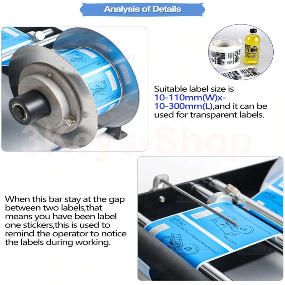 Manual Labeling Machine, Round Bottle Sticker Label Machine Labeler 30Times/Minute