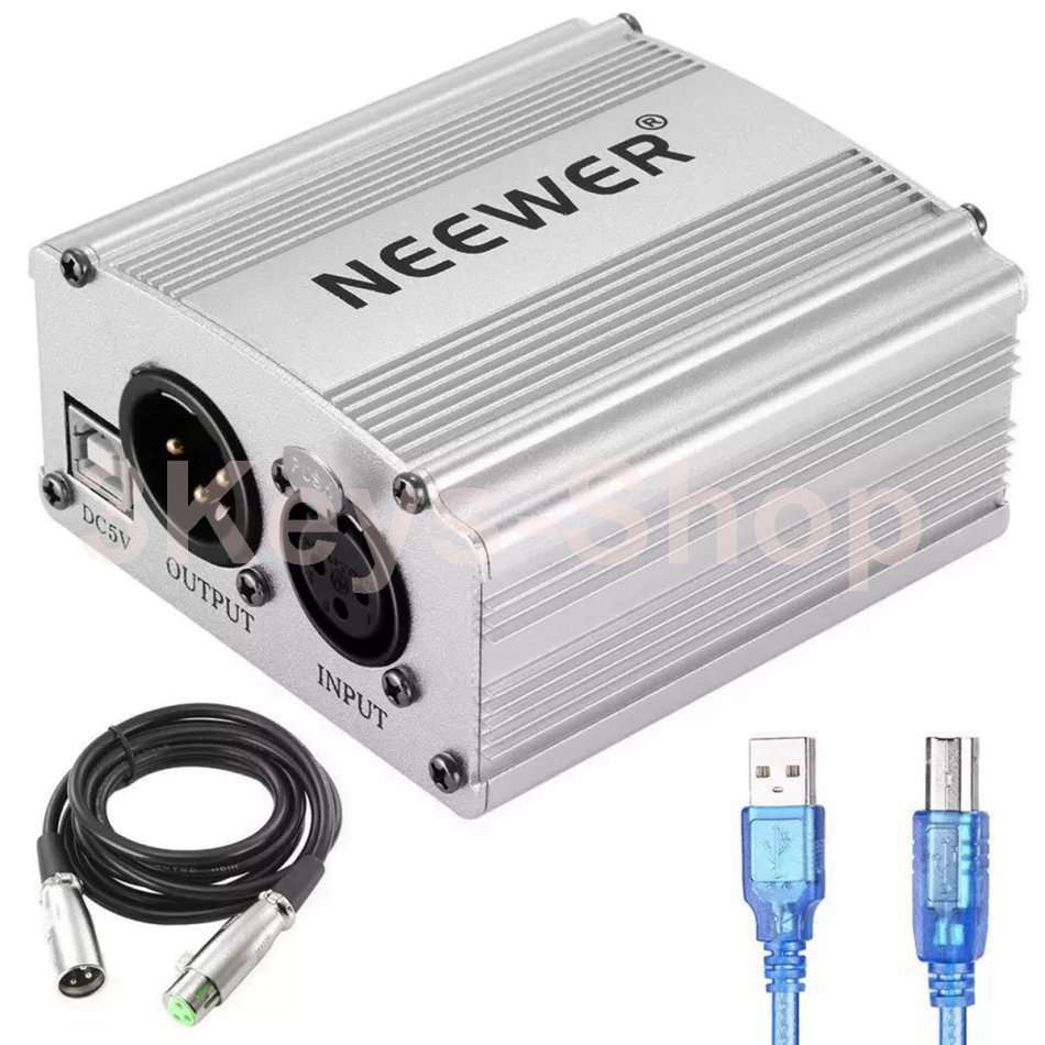 Neewer 1-Channel 48V Phantom Power Supply with 5 feet USB Cable icrophone Music Recording Equipment
