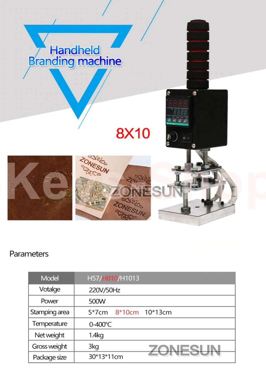 Handheld Hot Foil Stamping Heat Press Machine For Leather Skin Wood Paper Emboss Tool Custom Logo St