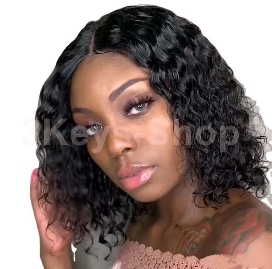 Lace Front Wigs Short Bob Wigs Pre Plucked With Baby Hair Curly Brazilian Remy Hair Wigs For Women (