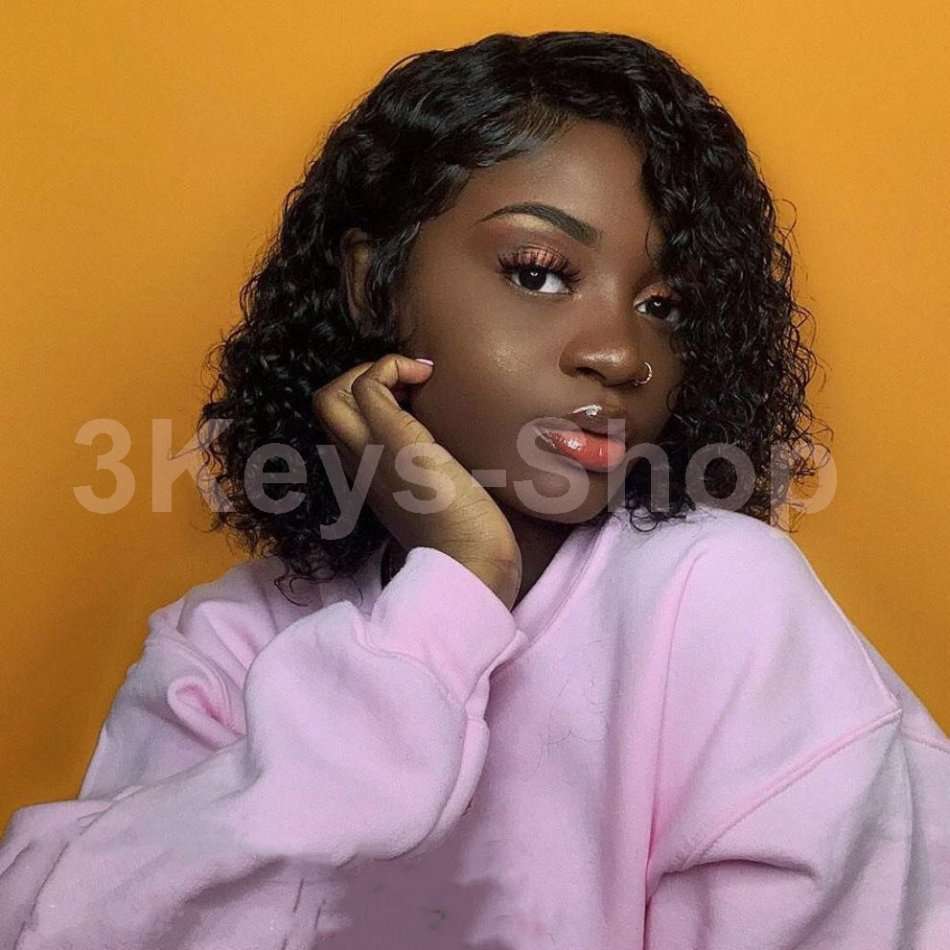 Lace Front Wigs Short Bob Wigs Pre Plucked With Baby Hair Curly Brazilian Remy Hair Wigs For Women (