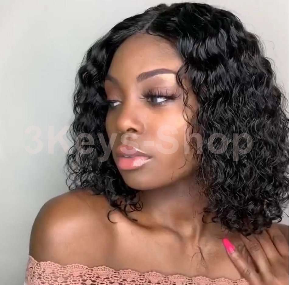 Lace Front Wigs Short Bob Wigs Pre Plucked With Baby Hair Curly Brazilian Remy Hair Wigs For Women (