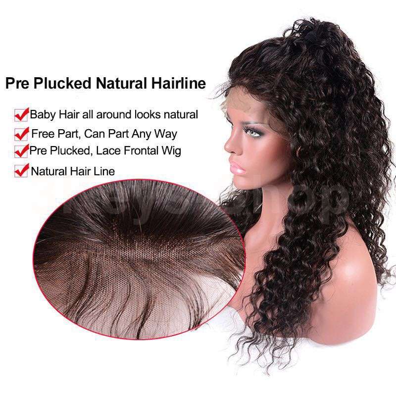 Human Hair Lace Front Wigs  130% Density 13x4 Brazilian Deep Wave Lace Front Wigs  (20")