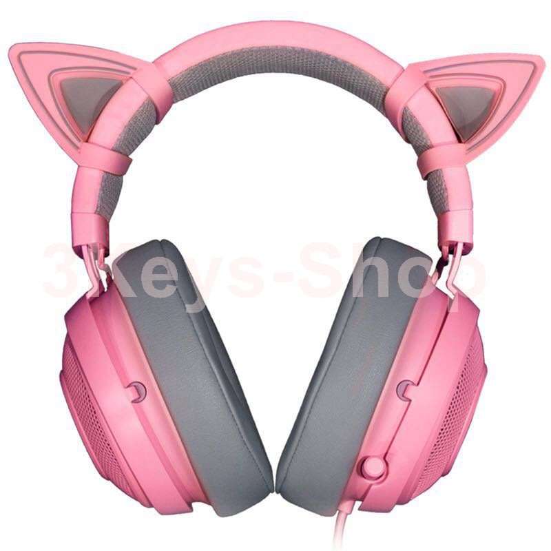 Razer Kraken Gaming Headset + Kitty Ears Bundle: Lightweight Aluminum Frame - Retractable Noise Canc
