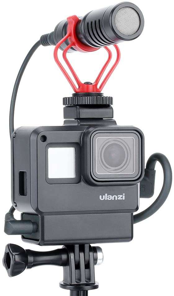Vlogging Protective Case for GoPro Hero 7/6/5 with Cold Shoe Mount Microphone Adapter Storage+Vertic