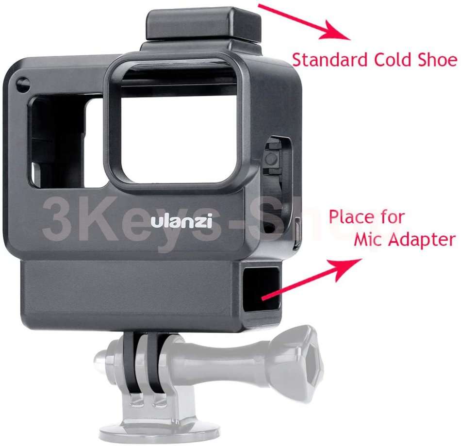 ULANZI V2 Housing Case Vlogging Frame with Microphone Cold Shoe Mount Compatible for GoPro Hero 7 6