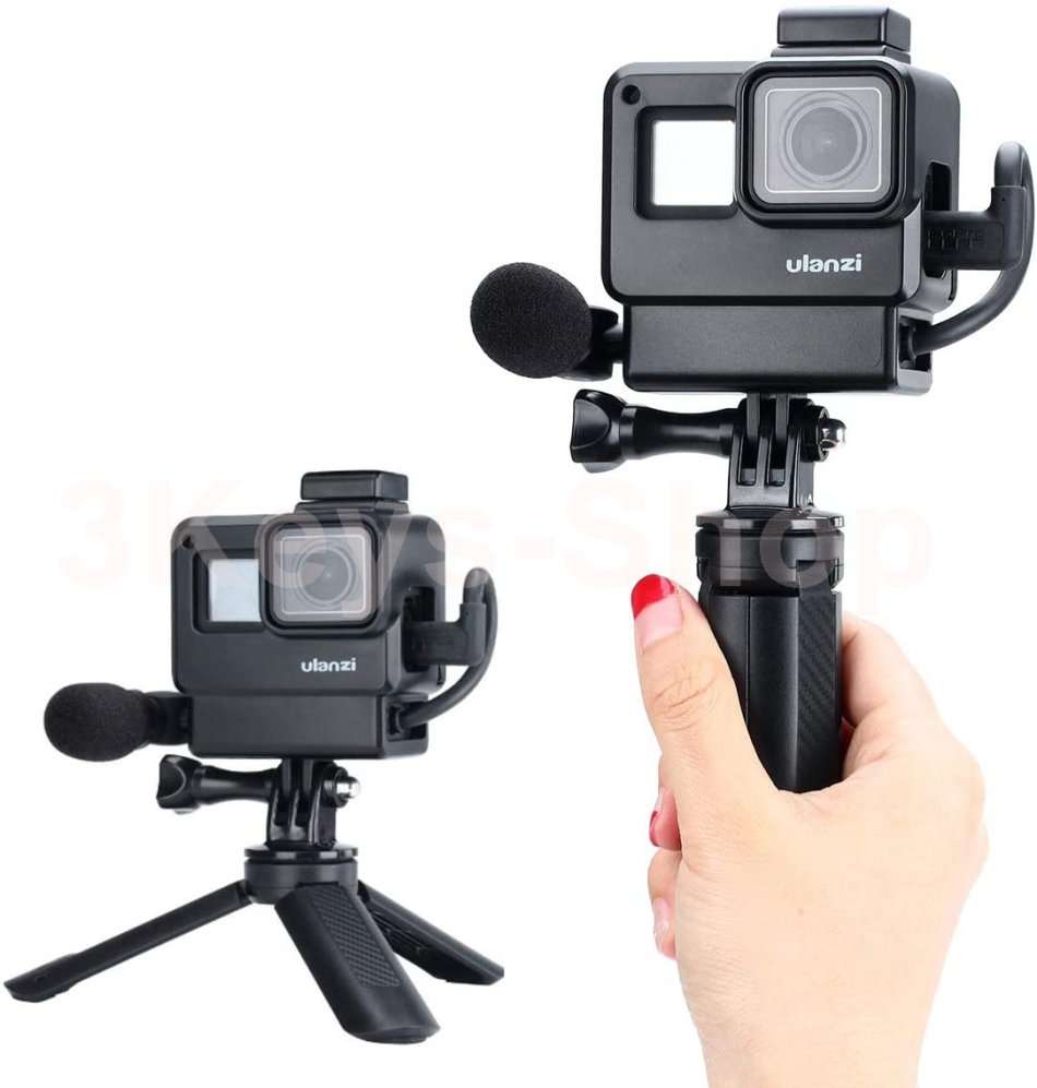 ULANZI V2 Housing Case Vlogging Frame with Microphone Cold Shoe Mount Compatible for GoPro Hero 7 6